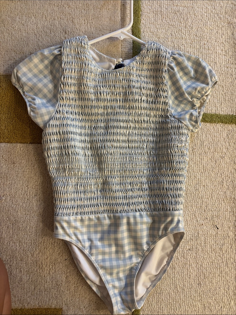 Minnow Girl’s Blue Gingham Smocked One-Piece Swimsuit